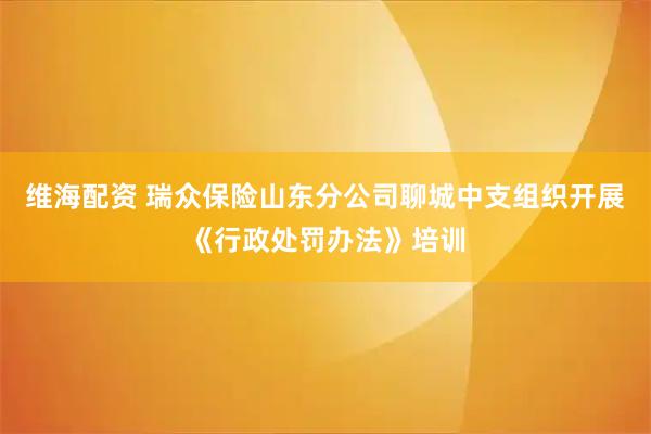 维海配资 瑞众保险山东分公司聊城中支组织开展《行政处罚办法》培训