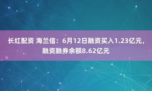 长红配资 海兰信：6月12日融资买入1.23亿元，融资融券余额8.62亿元